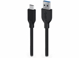 GENIUS nabíjecí kabel ACC-A2CC-3A, 100cm, USB-A na USB-C, 3A, QC3.0, opletený, černý