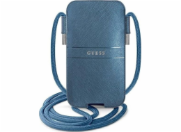 Guess pouzdro PU Saffiano Metal Logo Pouch S/M Blue Nové