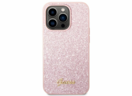 Guess PC/TPU Glitter Flakes Metal Logo Zadní Kryt pro iPhone 14 Pro Max Pink Nové