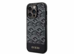 Guess PU G Cube MagSafe Kompatibilní Zadní Kryt pro iPhone 14 Pro Black Guess PU G Cube Magnetic prémiový ochranný kryt telefonu v kombinaci zadní strany s potažená látkou s motivem Guess, pružnými P