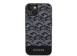 Guess PU G Cube MagSafe Kompatibilní Zadní Kryt pro iPhone 14 černý Guess PU G Cube Magnetic prémiový ochranný kryt telefonu v kombinaci zadní strany s potažená látkou s motivem Guess, pružnými PU bo