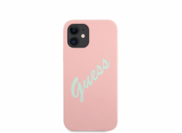 Guess Silicone Vintage Green Script Zadní Kryt pro iPhone 12 mini 5.4 Pink Každý kryt je přesně vyroben pro konkrétní model chytrého telefon, takže nabízí přesné otvory a výřezy pro kameru, reprodukt