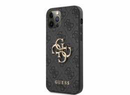 Guess PU 4G Metal Logo Zadní Kryt pro iPhone 12/12 Pro Grey