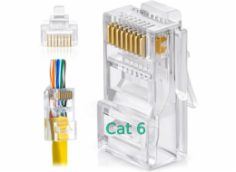 W-Star Konektor UTP RJ45EZ Cat6 100ks 3U pozlacený 6SLD pass through drát licna RJ45EZC6S