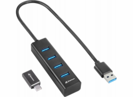 Sharkoon 4-Port USB 3.2 Gen 1 Aluminium Hub, USB-Hub 4044951037582