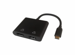 DELTACO Adaptér USB Type C/2x HDMI, černý