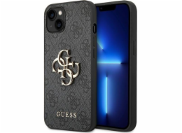 Guess PU 4G Metal Logo Zadní Kryt pro iPhone 14 Grey