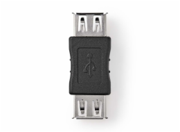 NEDIS adaptér USB 2.0/ zástrčka USB-A - zásuvka USB-A zásuvka/ 480 Mbps/ kulatý/ poniklovaný/ PVC/ černý/ blistr