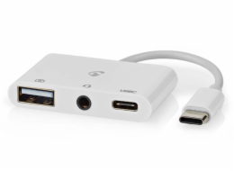 NEDIS USB 2.0 multiport adaptér/ zástrčka USB-C/ zásuvka USB-A/ zásuvka USB-C/ zásuvka 3,5 mm/ 480 Mbps/ kulatý/ blistr