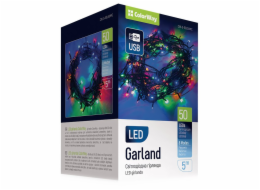 COLORWAY LED řetěz/ vnitřní / 50 LED / délka 5m / více barevný/ 8 funkcí/ napájení USB