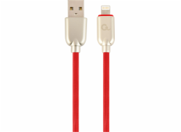 Gembird kábel nabíjací Lightning 8-pin (M) na USB 2.0 (M), prémiový, gumovo - opletený, 2 m, červený