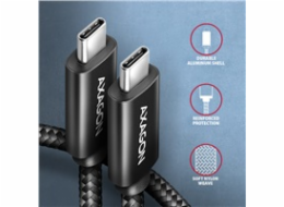 AXAGON BUCM4X-CM10AB NewGEN+ kabel USB-C <-> USB-C, 1m, USB4 Gen 3×2, PD 240W 5A, 8K HD, ALU, oplet, černý