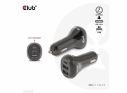 Club3D Auto nabíječka pro Notebooky 36W, 3 porty (2xUSB-A + USB-C)