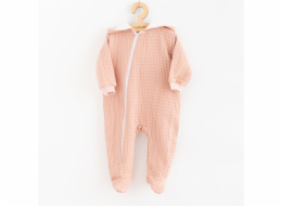 Kojenecký mušelínový overal s kapucí New Baby Comfort clothes růžová Vel.62 (3-6m)