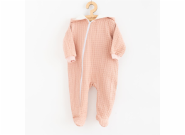 Kojenecký mušelínový overal s kapucí New Baby Comfort clothes růžová Vel.74 (6-9m)