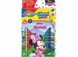 Patio Trojúhelníkové pastelky, 12 kusů, 13 barev + Colorino Kids ořezávátko Minnie