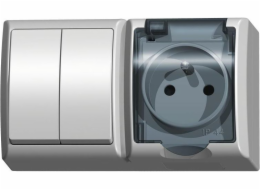 Ospel Dvojitý svícnový vypínač + jedna zásuvka Fala hermetická bílá (ZH-Ł2G/00/d)