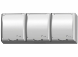 Ospel FALA Trojitá hermetická zásuvka s/out IP44, bílý kryt (GNH-3HZw)