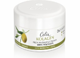 Celia Collagen series Polotučný krém proti vráskám pro normální a suchou pleť Olivový 50 ml