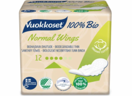 Vuokkoset Hygienické vložky s křidélky Normal 100% Organic, 12 ks.