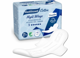 Vuokkoset Vuokkoset, BAVLNA, Sensitive Night Pads with Wings, 9 ks - VUK5253