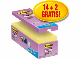 Post-it Post-it Super Sticky Notes (654-P16SSCY-EU), 76x76mm, 16x90 karet, žluté, 2 ZDARMA poznámky