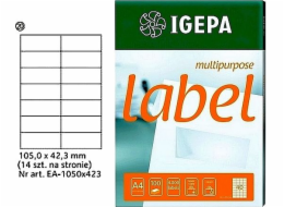 IGEPA ŠTÍTKY A4 IGEPA 105 X 42,3 MM BÍLÁ (100)