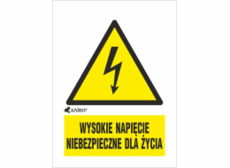 ANRO Výstražná značka Vysoké napětí nebezpečné pro život 52 x 74 mm (3EOA/Q1/F)