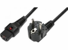 Assmann napájecí kabel ASSMANN napájecí kabel IEC LOCK 3x1mm2 Schuko lomený/C13 rovný M/F 1,5m černý