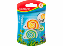 Keyroad Keyroad Universal Eraser Snail, 2 ks, blistr, Mix barev