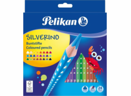 Pastelky Pelikan Silverino, trojúhelníkové, 24 barev