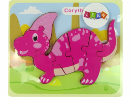 Import leantoys Wooden Puzzle Dinosaur Corythosaurus Pink