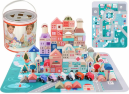 Sada dřevěných kostek LEANToys Puzzle City Letters 115 kusů