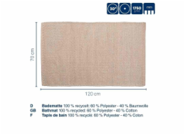 Koupelnová předložka Miu směs bavlna/polyester kouřově modrá 120,0x70,0x1,0cm KL-24731