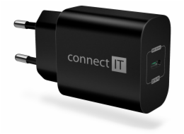 CONNECT IT Voyager2 nabíjecí adaptér 1×USB-C, 25W PD, ČERNÝ