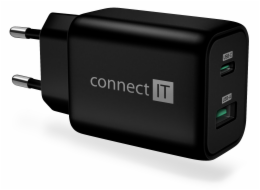 CONNECT IT Wanderer2 GaN nabíjecí adaptér 1×USB-C + 1xUSB-A, 33W PD, ČERNÝ