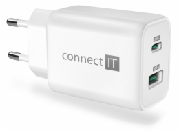 CONNECT IT Wanderer2 GaN nabíjecí adaptér 1×USB-C + 1xUSB-A, 33W PD, BÍLÝ