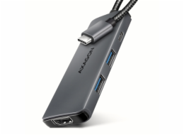 AXAGON HMC-5H8K, USB 5Gbps hub, 2x USB-A, USB-C, HDMI 8k/30Hz, PD 100W, kabel USB-C 15cm