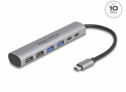 Delock 6 portový rozbočovač USB se 4 x zásuvkami USB Typu-A a se 2 x zásuvkami USB Type-C™