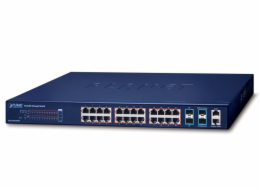 OPRAVENÉ - Planet SGS-5240-24P4X L2/L3 PoE switch, 24x 1GE, 4x 10G SFP+, PoE 802.3at 30/370W, stohování