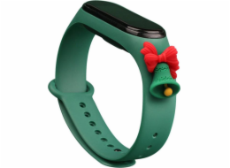 Vánoční náramek Hurtel Strap Xmas Wristband pro Xiaomi Mi Band 4 / Mi Band 3 Vánoční silikonový náramek tmavě zelený (zvonek)