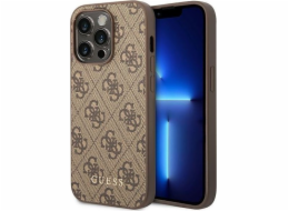 Kovové zlaté logo Guess 4G – pouzdro iPhone 14 Pro Max (hnědé)