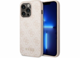 Kovové zlaté logo Guess Guess 4G – pouzdro na iPhone 14 Pro (růžové)