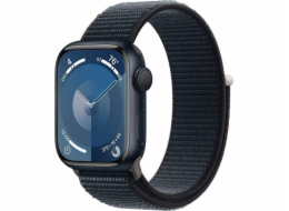 Apple Watch Series 9 GPS + mobilní chytré hodinky, 41mm půlnoční hliníkové pouzdro s půlnočním sportovním páskem