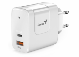 GENIUS nabíječka PD-65AC, 65W, rychlé nabíjení, USB-C PD3.0, USB-A QC3.0, bílá