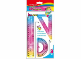 PBS Connect Flexibilní geometrická sada Keyroad Rainbow Deco pravítko 20cm, sada čtverec 18cm úhloměr 10cm p24