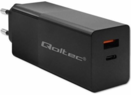 Nabíječka Qoltec Nabíječka GaN Power Pro | 1xUSB-C | 1xUSB | 100W | 5-20V | 1,5-5A| PD | Černá