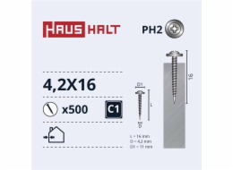 Samořezné šrouby Haushalt, DIN 14566, 4,2 x 16 mm, 500 ks.