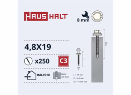 SAVISR 4,8X19 MET+EPDM RAL9010 (250-12)