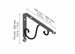 Policový držák Dolle Ornament, 150x200 mm, černý